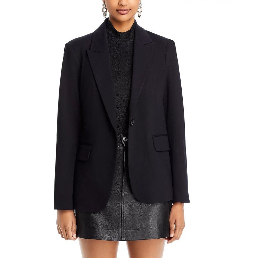 Kobi Halperin Collette Double Knit Peak Lapel Blazer Black Large Lined